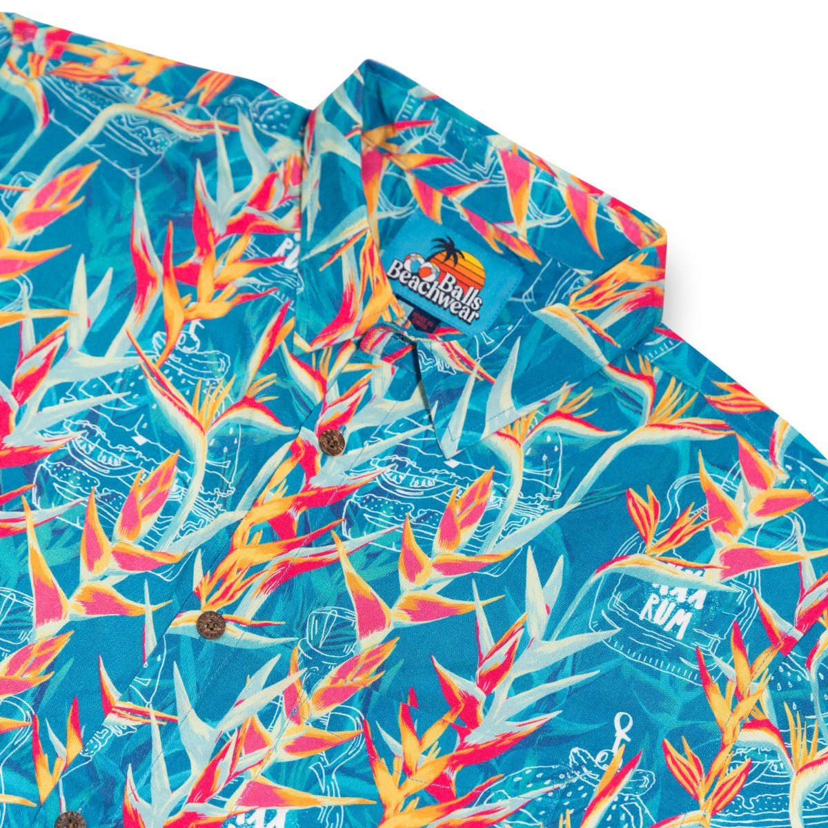 Balls Beachwear Birds of Paradise Button Up Shirt